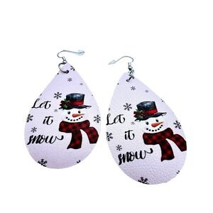 Snowman Earrings Let It Snow Holiday Christmas Dangle Drop Earrings Homemade